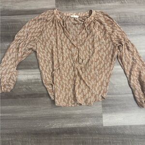 Tan Leaf Print Blouse